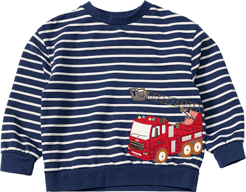 Sweatshirt mit Feuerwehr-Applikation & Ringel-Muster, blau, Gr. 98 ALANA