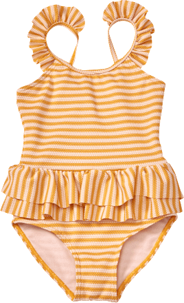 Badeanzug mit Rüschen, gelb, Gr. 122/128 PUSBLU