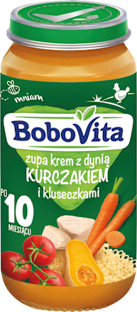 Zupa krem z dynią z kurczakiem i kluseczkami po 10. miesiącu Bobovita