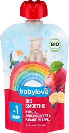 Био смути от ябълка, банан, вишна и касис, 1+г babylove
