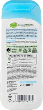 Hydratačný šampón na vlasy s kyselinou hyalurónovou a bio Aloe vera alverde NATURKOSMETIK