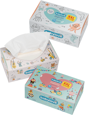 Papirnate maramice u kutiji XXL, 3-slojne, više vrsta babylove