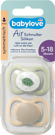 Schnuller Air Silikon symmetrisch, braun/grün, Gr.2, 5-18 Monate babylove