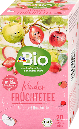 Kindertee, Früchte mit Apfel & Hagebutte (20 Beutel), ab 3 Jahren  dmBio