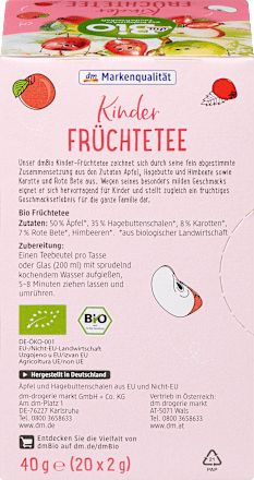 Kindertee, Früchte mit Apfel & Hagebutte (20 Beutel), ab 3 Jahren  dmBio