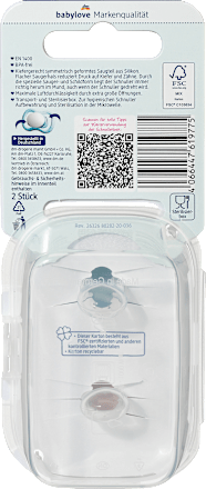 Éjszakai nyugtató cumi Air, szimmetrikus, 1-es méret 0-6 hónap, sterilizálódobozzal babylove