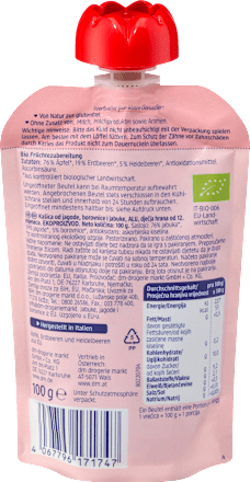 Piure de căpșuni cu afine și măr ECO, 12+ babylove