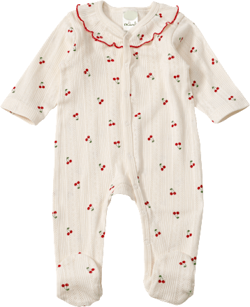 Schlafanzug mit Ajour-Struktur und Kirschen-Muster, beige, Gr. 50/56 ALANA