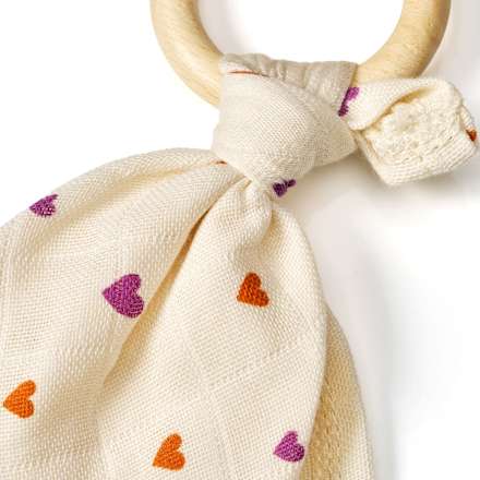 Kuscheltuch mit Herz-Muster, lila & orange ALANA