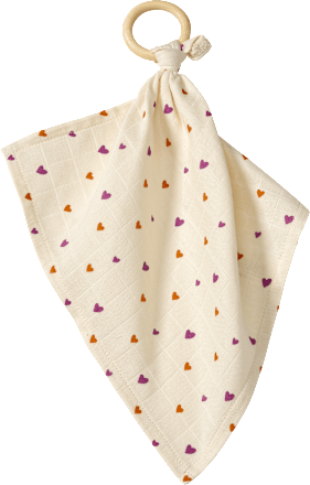 Kuscheltuch mit Herz-Muster, lila & orange ALANA