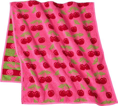 Badetuch mit Kirsch-Muster, pink, 70x140 cm ALANA