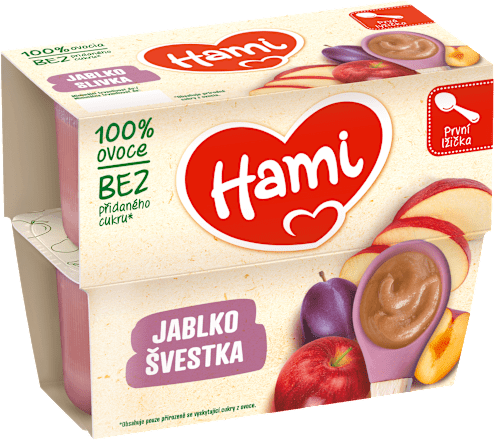 přesnídávka 100% ovoce jablko, švestka Hami