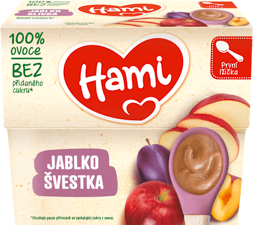 přesnídávka 100% ovoce jablko, švestka Hami