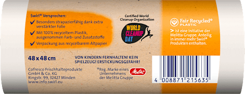 Müllbeutel 20 l mit Tragegriff mit 100 % recyceltem Plastik Swirl