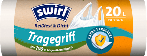 Müllbeutel 20 l mit Tragegriff mit 100 % recyceltem Plastik Swirl