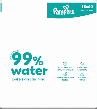 Feuchttücher 99 % water (18x60 St) Pampers baby-dry