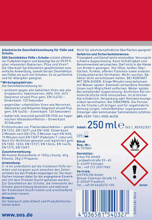 Desinfektionsspray für Füße und Schuhe SOS