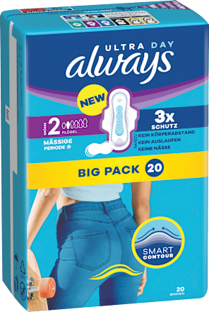 Ultra-Binden Day Long 2 mit Flügeln, Big Pack always