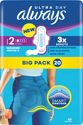 Ultra-Binden Day Long 2 mit Flügeln, Big Pack always