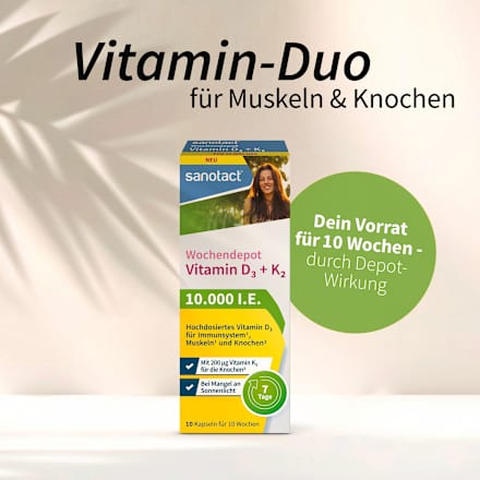 Vitamin D3 + K2 Wochendepot Kapseln 10 St sanotact