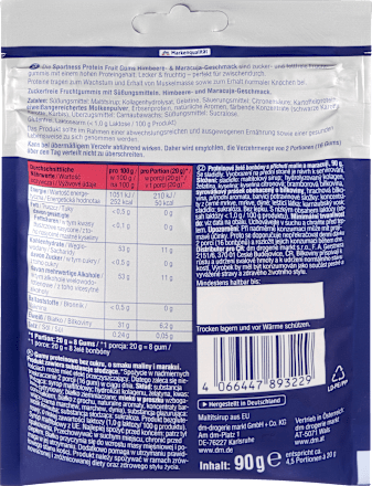 Caramelle gommose proteiche al gusto di lampone e maracuja Sportness