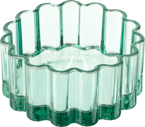 Schale aus Glas, gewellt, grün (13,5x6 cm) dm home