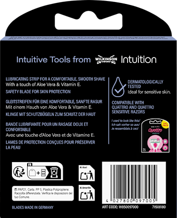 Rasierklingen, Intuition Quattro Sensitive  WILKINSON SWORD