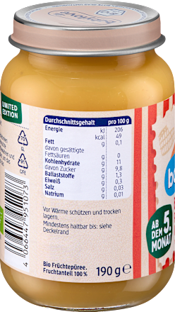 Früchte Pfirsich-Aprikose in Apfel ab dem 5. Monat babylove