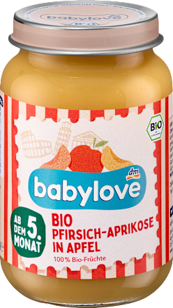 Früchte Pfirsich-Aprikose in Apfel ab dem 5. Monat babylove