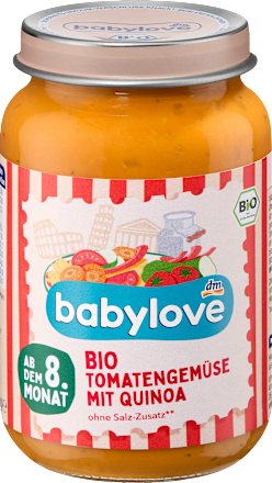 Danie Bio z pomidorami i warzywami z komosą ryżową od 8. miesiąca życia babylove