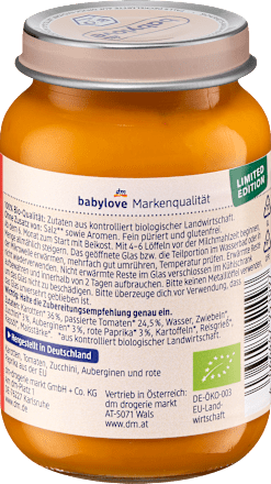 Obiadek Bio z warzywami śródziemnomorskimi od 6. miesiąca życia babylove