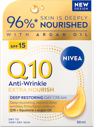 Dnevna krema za lice Q10 Anti-Wrinkle Extra Nourish, SPF 15 NIVEA