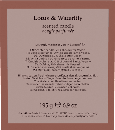Duftkerze im Glas Lotus & Waterlily  Jean&Len