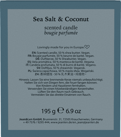 Duftkerze im Glas Sea Salt & Coconut  Jean&Len