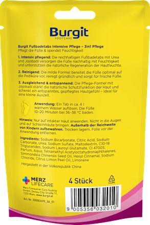 Fußbad Badetabs Intensive Pflege Burgit