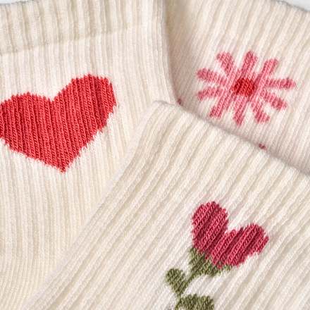 Tennissocken mit Ripp-Struktur & Herz-Muster, weiß & rosa, Gr. 27/29 ALANA