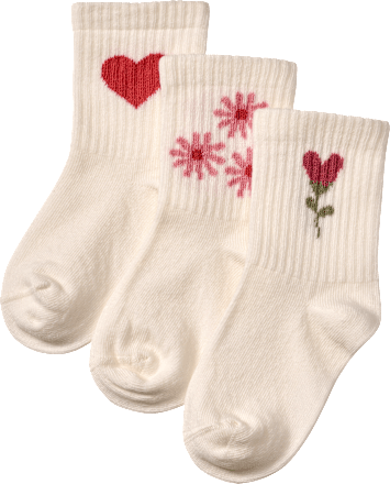 Tennissocken mit Ripp-Struktur & Herz-Muster, weiß & rosa, Gr. 23/26 ALANA