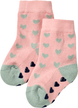 ABS Socken mit Herz-Muster, rosa & grün, Gr. 23/26 ALANA