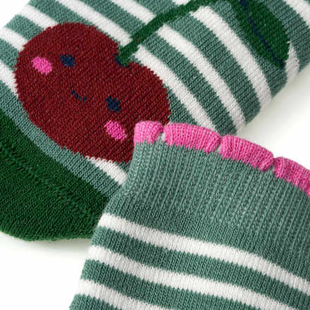 Stoppersocken mit Kirschen-Muster, grün, Gr. 21/22 ALANA