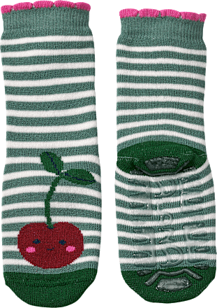 Stoppersocken mit Kirschen-Muster, grün, Gr. 25/26 ALANA