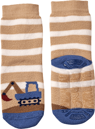 Stoppersocken mit Bagger-Motiv, beige & blau, Gr. 21/22 ALANA