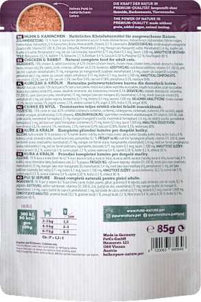 Nassfutter Katze mit Huhn, Kaninchen & Löwenzahn Pure Nature