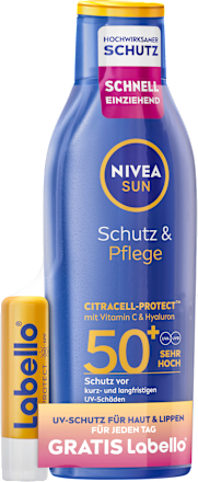 Sonnenmilch LSF 50+ & Labello SUN Lippenpflegestift LSF 50 NIVEA SUN