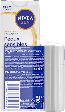 Sonnenfluid sensitiv Gesicht LSF 50+ & Sonnenstick sensitiv LSF 50+ NIVEA SUN