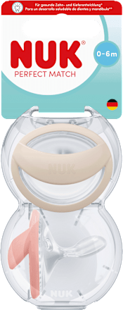 Schnuller Perfect Match Beige/Rot 0-6 Monate NUK