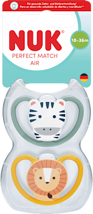 Schnuller Perfect Match Air Zebra/Löwe 18-36 Monate  NUK