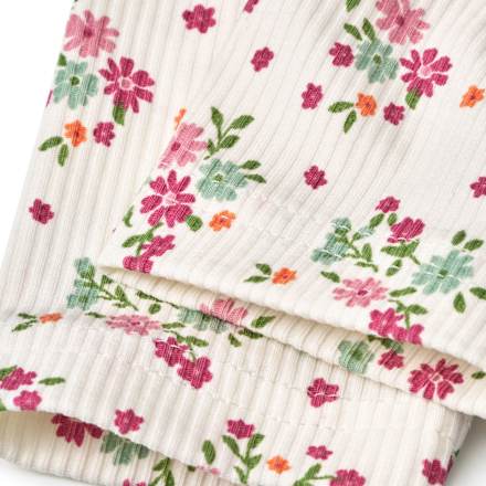 Leggings mit Ripp-Struktur & Blumen-Muster, weiß & rosa, Gr. 92 ALANA