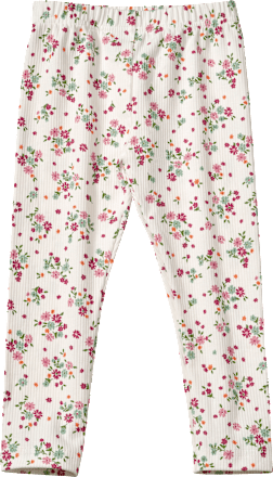 Leggings mit Ripp-Struktur & Blumen-Muster, weiß & rosa, Gr. 110 ALANA