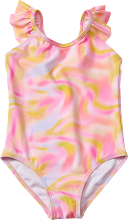 Badeanzug mit Rüschen, rosa, Gr. 98/104 PUSBLU