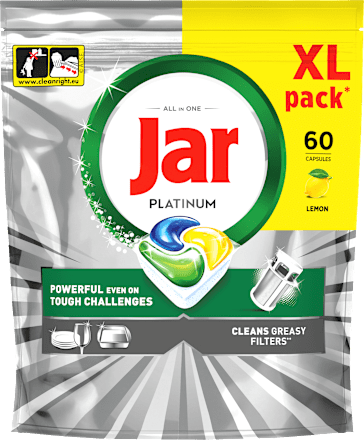 Kapsule za strojno pomivanje posode Platinum All In One, XL pakiranje Jar